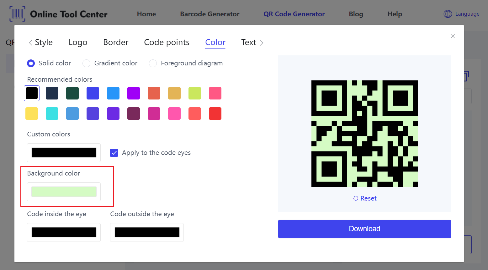 customize the qr code background color.png