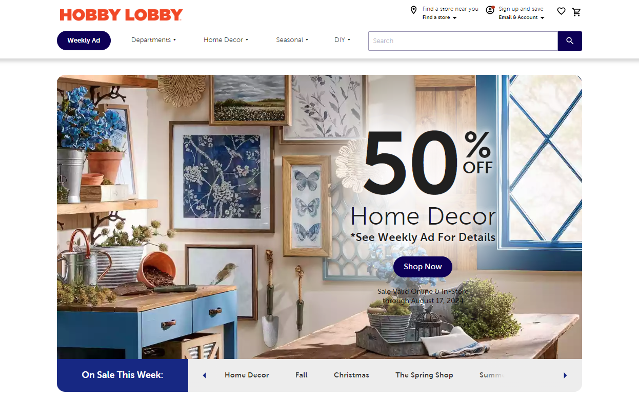 screenshot ng Hobby Lobby website.png