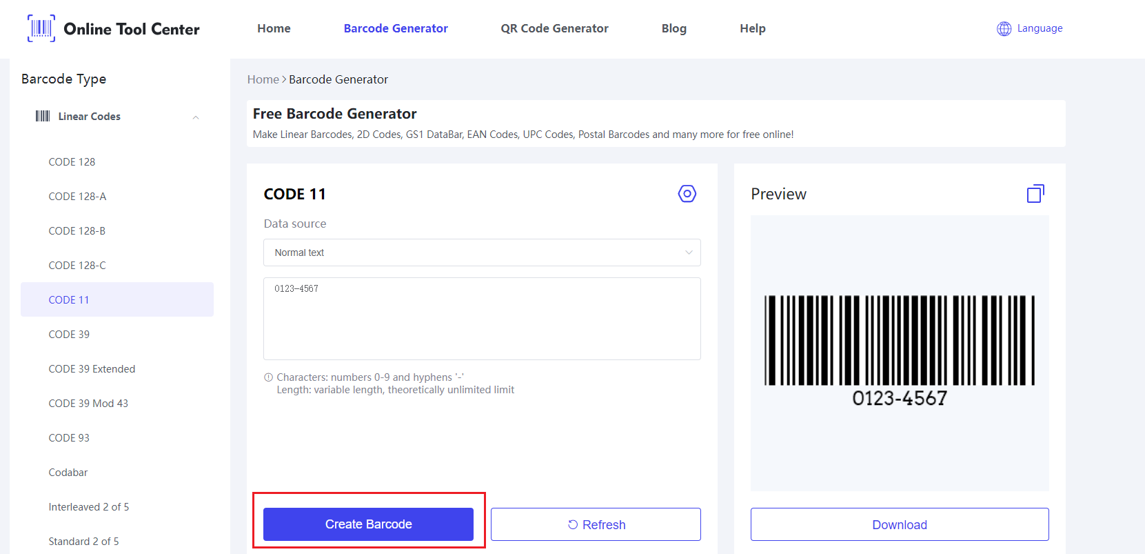 Maglikha ng Code 11 Barcode.png