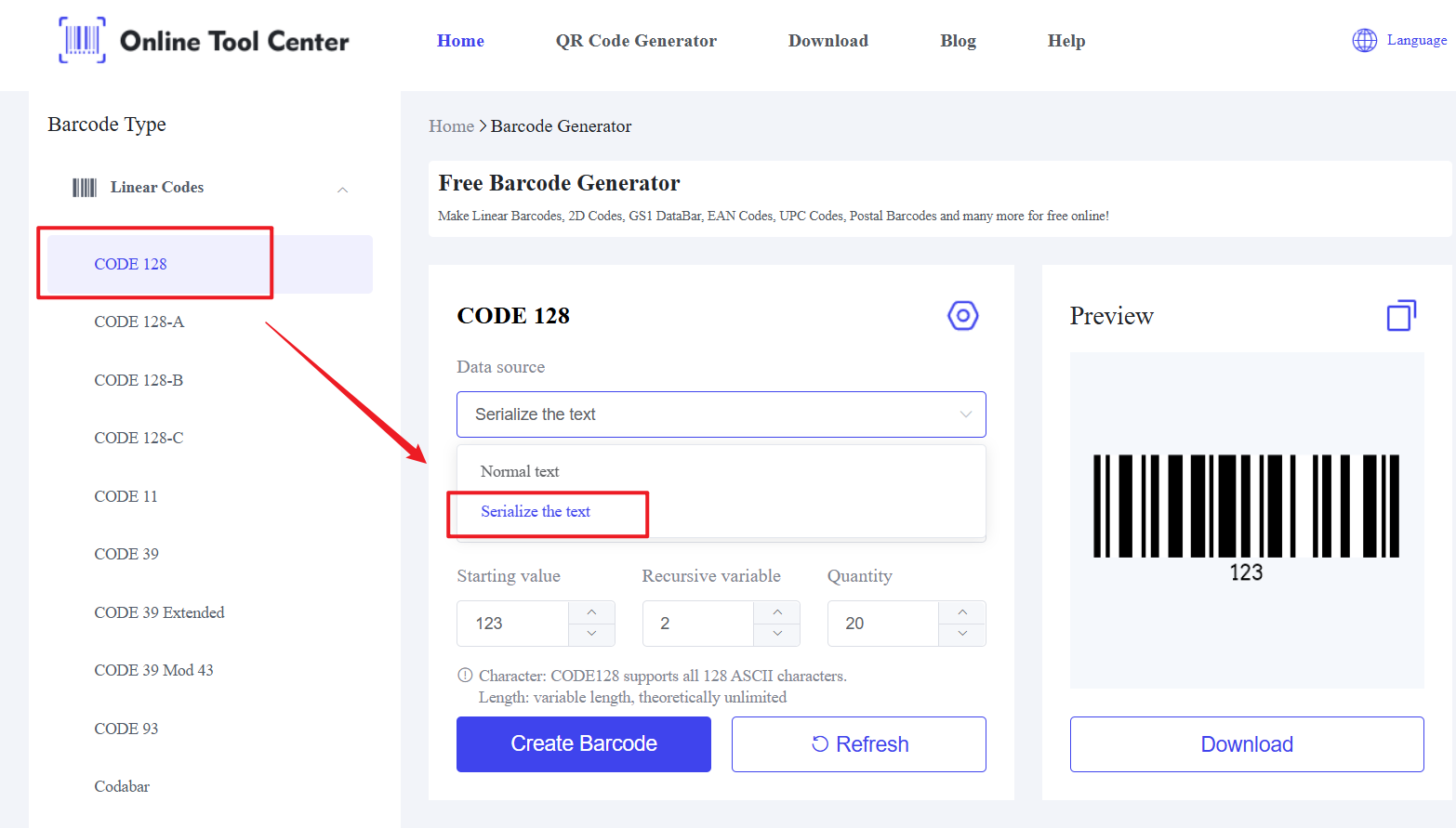 online na bulk barcode generator