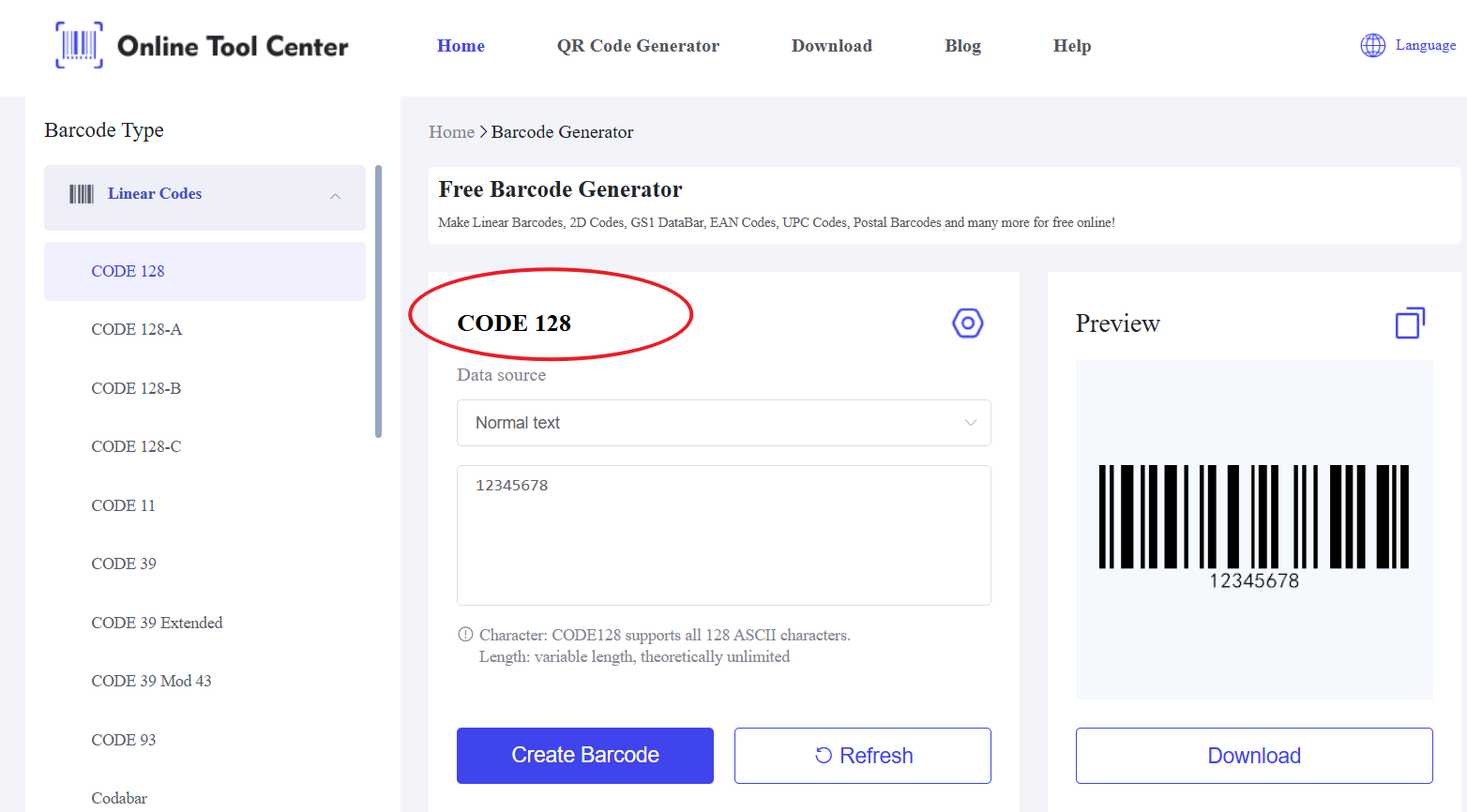 libreng code 128 barcode generator