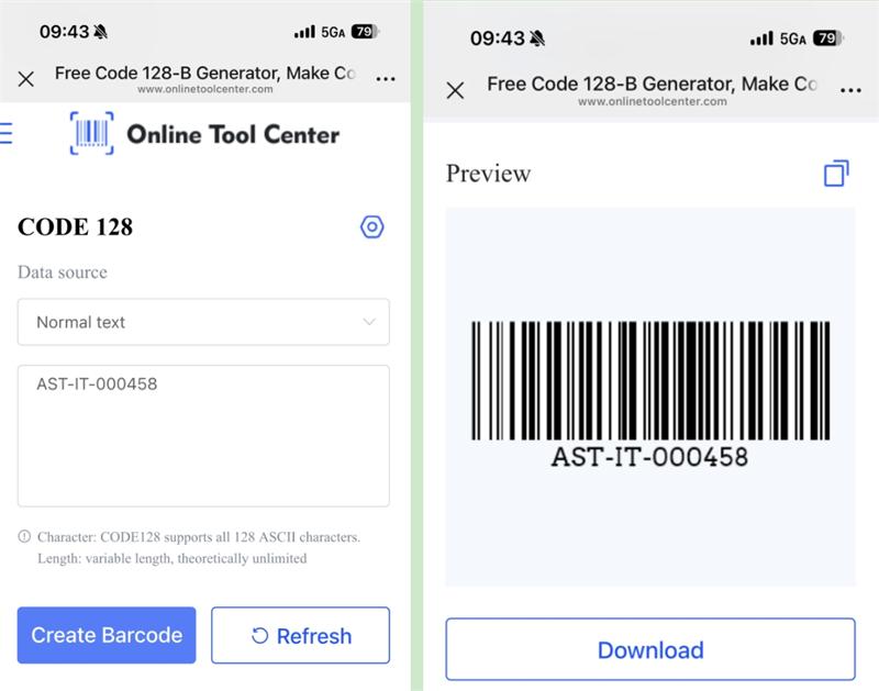 erate code 128 barcode