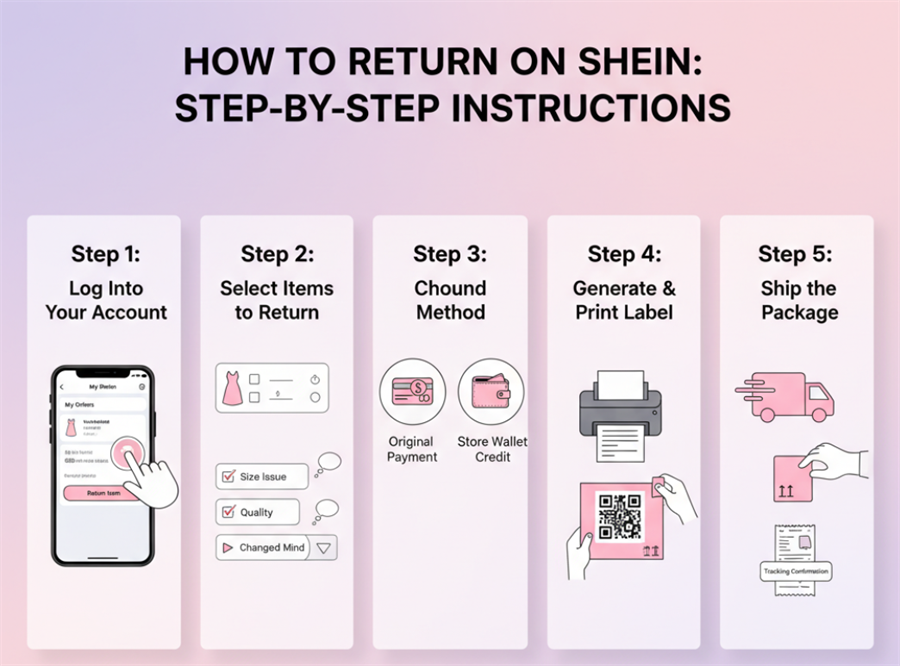 step by step instructions of returning on shei