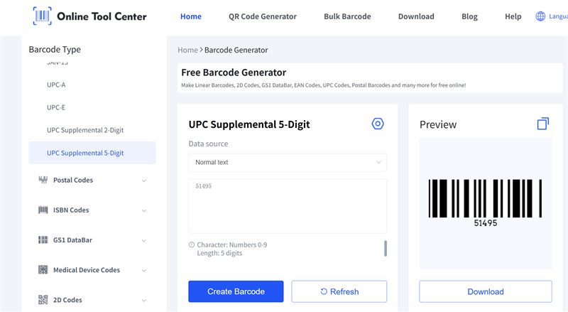 i-erate ang UPC na karagdagang 5 na numero