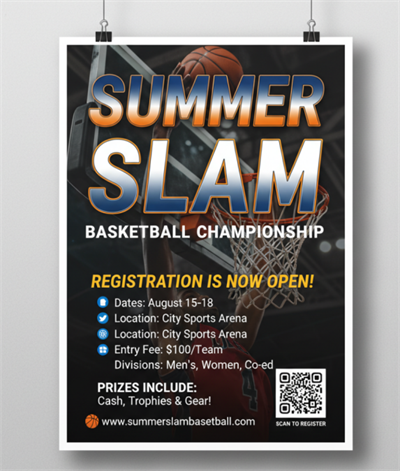 rehistro ng basketball tournament na may qr code