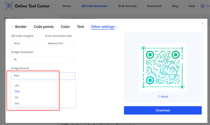 image formats of static qr codes