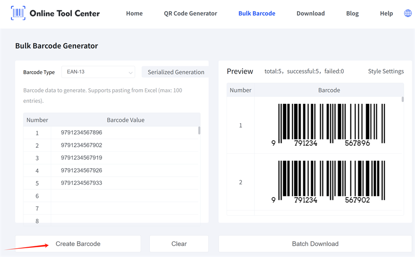 bulk generating EAN barcodes na gumagawa ng mga barcodes ng EAN