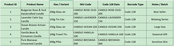 soap product barcode excel paper product barcode excel